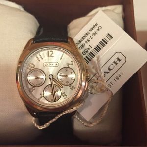 Coach leather strap watch