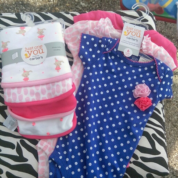 SOLD!! Carter's Onsies and burp cloths