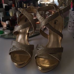 gold strappy heels