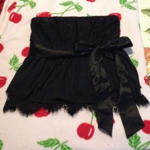 Date Night Top W/Bow and Fringed Lace
