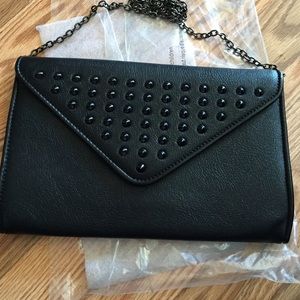Mix No6 studded black shoulder purse