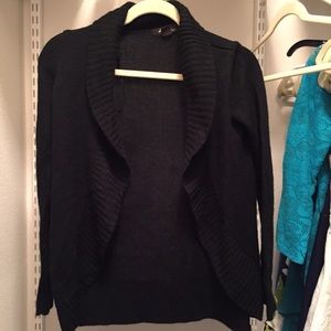 Black Open Knit Cardigan