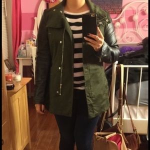 H&M army leather jacket