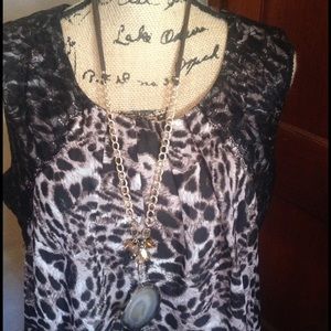 Maurices animal print and lace top