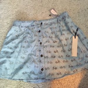 bicycle pattern denim circle skirt