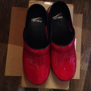 Cherry red danskos in perfect condition!!