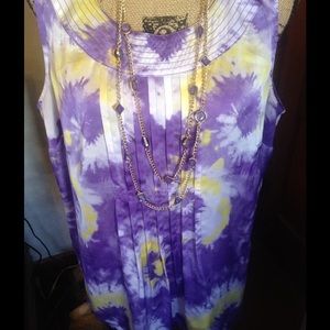 Lane Bryant purple and yellow top