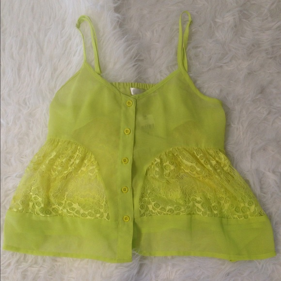 Brand new crop chiffon tank with lace inset