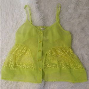 Brand new crop chiffon tank with lace inset