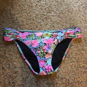 Neon floral print bikini bottom