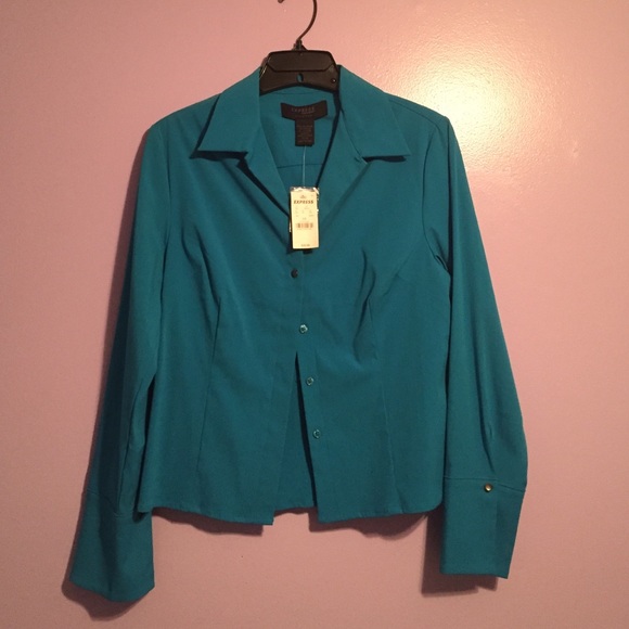 Express Blue Button-Up Long Sleeve