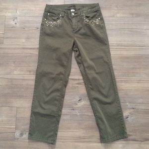 Studded Green Cropped Pants