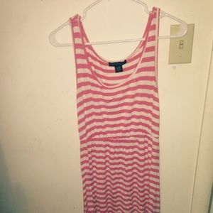Orange And White Stripes High Low Dress