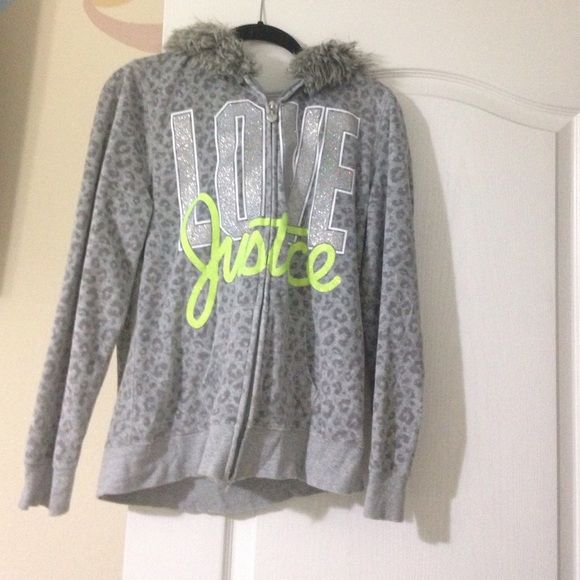 HOLD. Grey furry jacket from JUSTICE