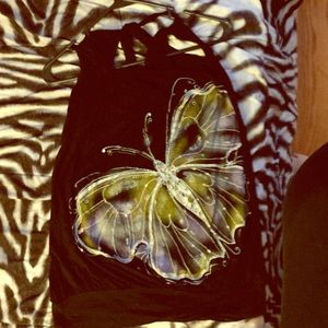 Butterfly Tank Top With X in Back