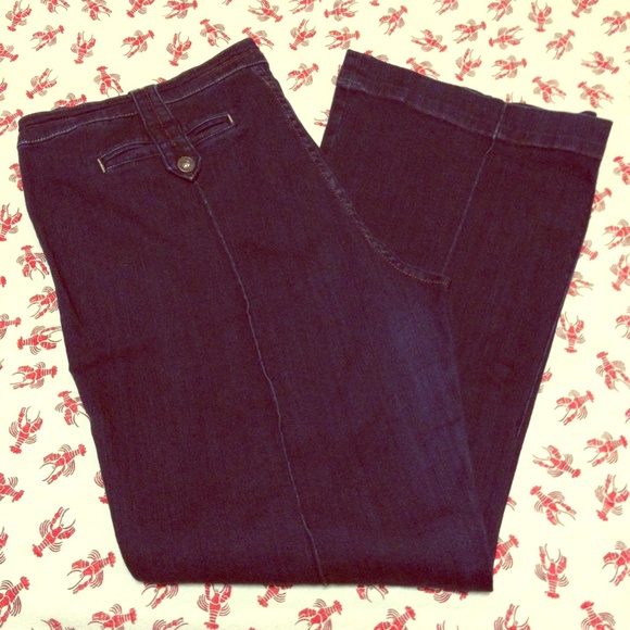 Dark Blue Wide Leg Jean w/ Stitched Crease Seam