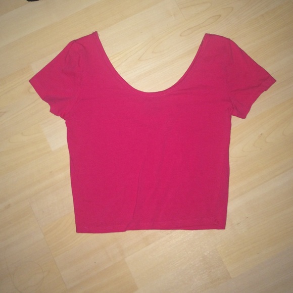 Pink Scoop Neck Crop Top