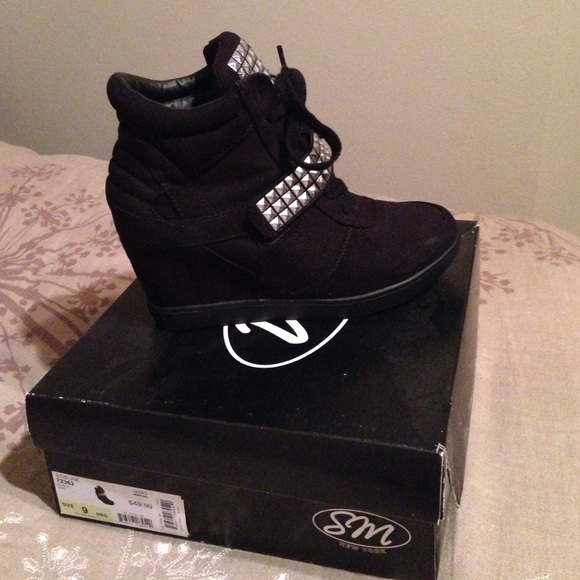 Black sneaker heels with studs
