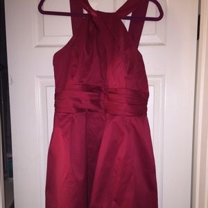 David's Bridal wine red dress halter