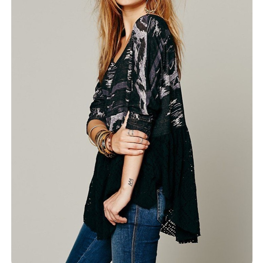 Free People Patterned and Lace Blouse