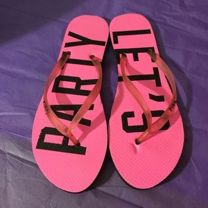Victoria's Secret pink "let's party" flip flops