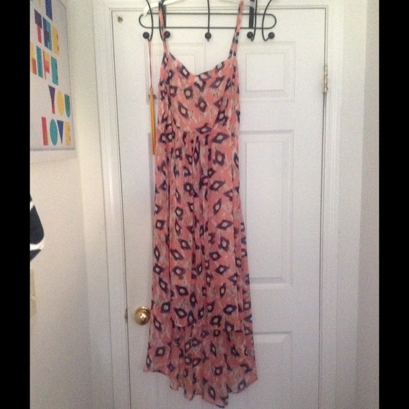 High-Low Salmon color dress.