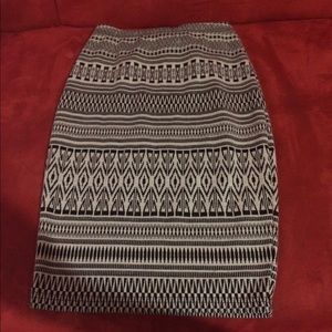 tribal print high waist body con skirt