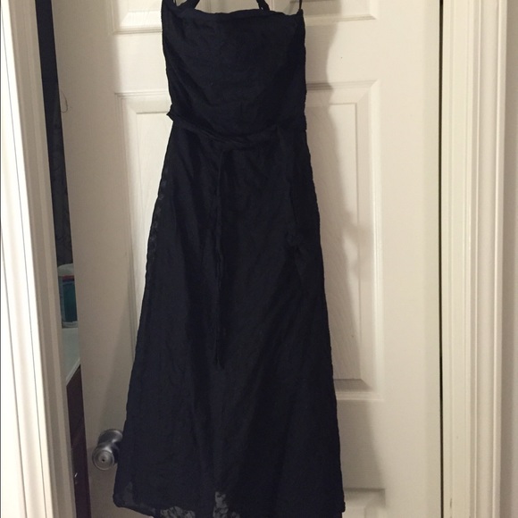 Black eyelet halter dress