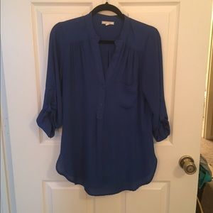 Tunic length royal blue blouse