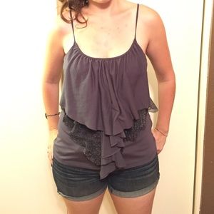 Ruffled spaghetti string top