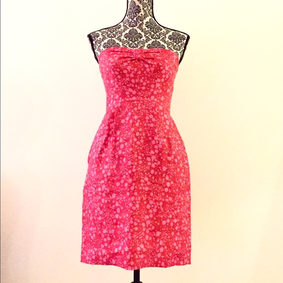 J. Crew Red & Pink Speckled Strapless Dress - Picture 1 of 3