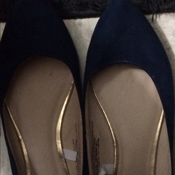Navy blue suede flats