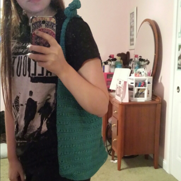 Turquoise crochet bag