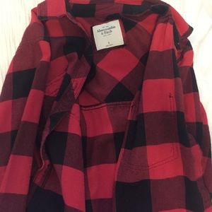 A & F red and black Flannel size S