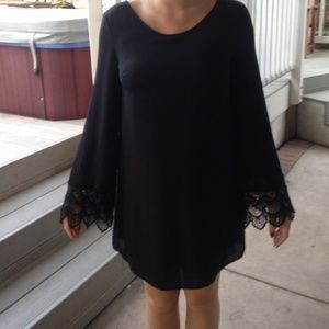 LUSH Black Bell Sleeved Dress