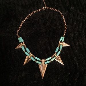 Edgy Gold and Turquoise Stone Necklace!