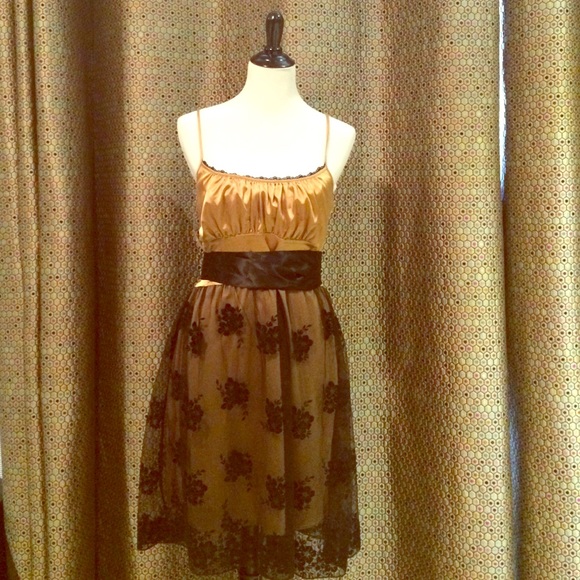 Gold & Black,  Satin & Lace Party Dress