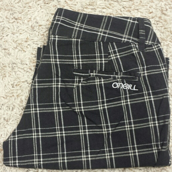Black and white plaid shorts