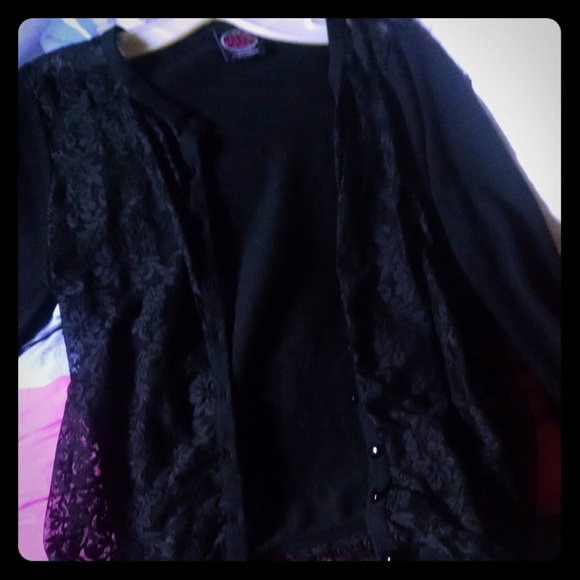 Cute Lace Front Button Up Sweater