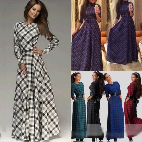 Plaid long dress