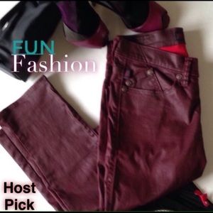 🎉Host Pick🎉 Dark Red Coated R&R Skinny Jeans