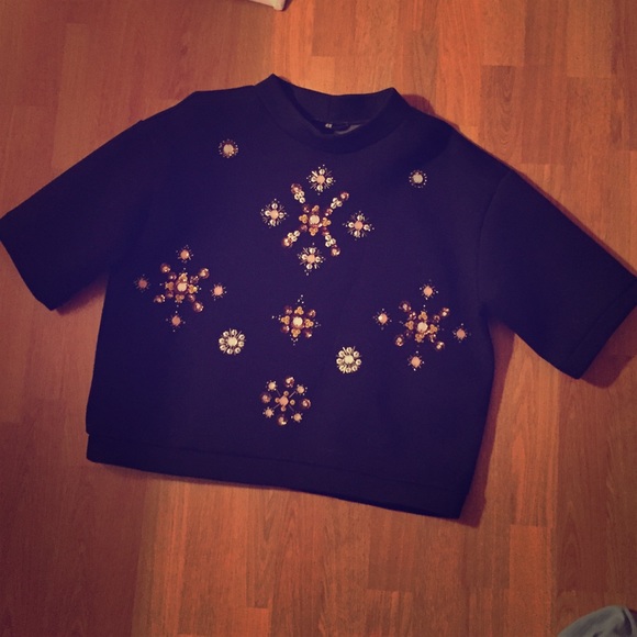 Embellished Navy Sweatshirt