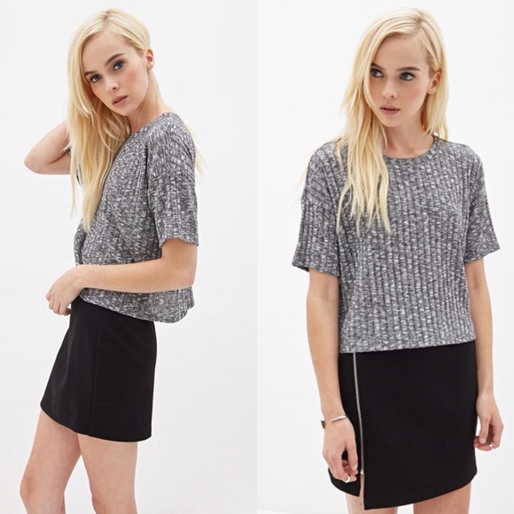 Marled Boxy Crop Top