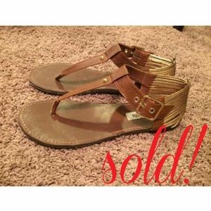 Steve Madden gold and cognac multi serenite sandal