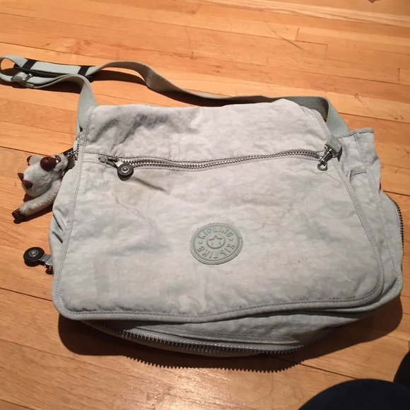 Kipling light turquoise nylon messenger bag