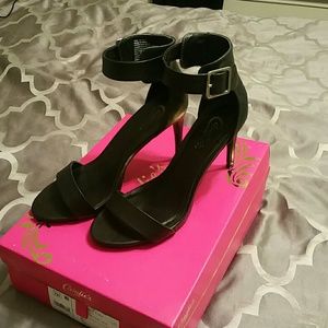Black ankle strap heels