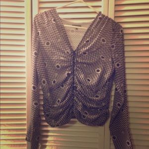 Long sleeve zip up blouse