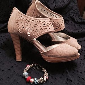 Taupe Fashion Bug Platform Heels