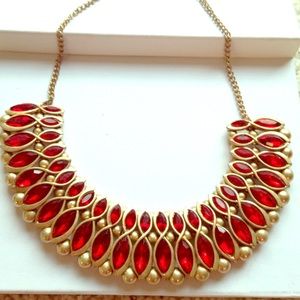 Ruby Gemstone Necklace with antique gold plating