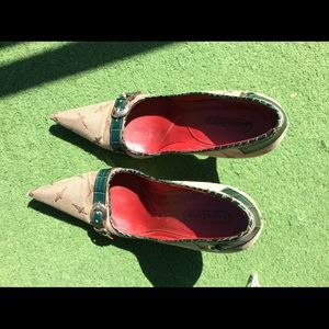 Cesare Paciotti croc leather print canvas pumps 9